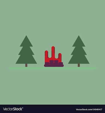 Flat icon bonfire in forest vector image