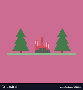 Flat icon bonfire in forest vector image