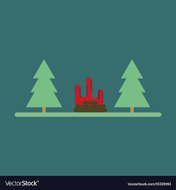Flat icon bonfire in forest vector image