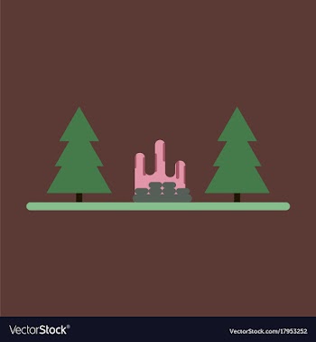 Flat icon bonfire in forest vector image