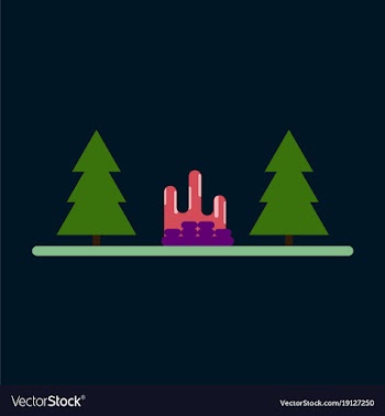Flat icon bonfire in forest vector image