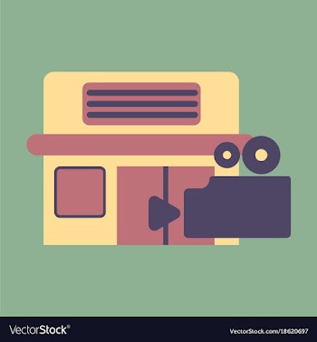 Flat icon building cinema camera vector image