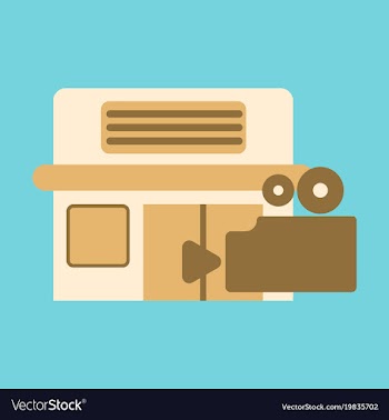 Flat icon building cinema camera vector image