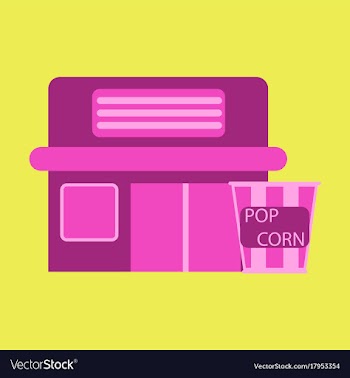 Flat icon building cinema popcorn vector image
