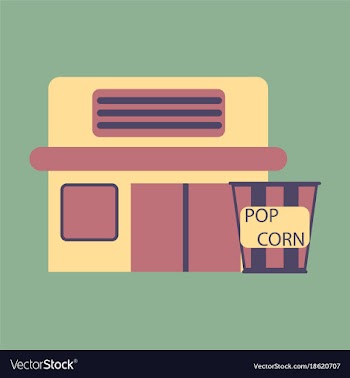 Flat icon building cinema popcorn vector image