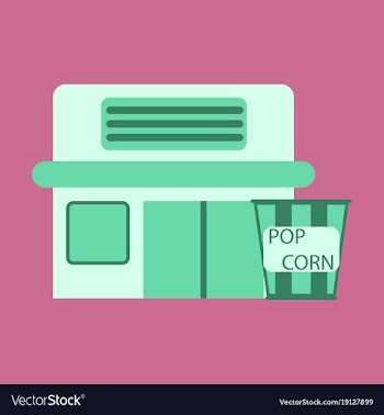 Flat icon building cinema popcorn vector image