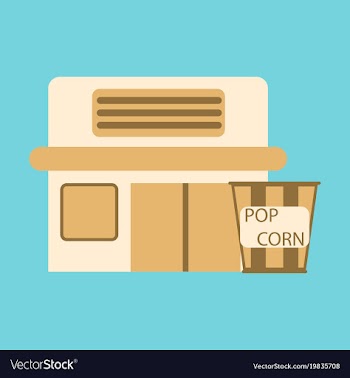 Flat icon building cinema popcorn vector image