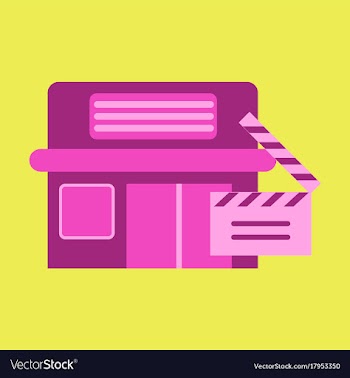 Flat icon building cinema slapstick vector image