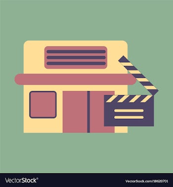 Flat icon building cinema slapstick vector image