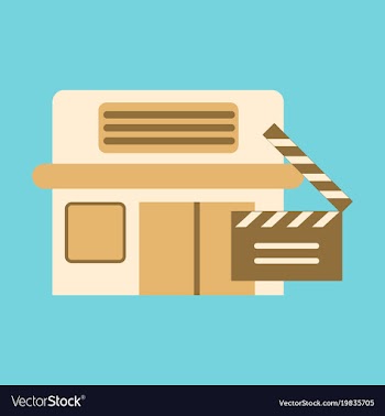 Flat icon building cinema slapstick vector image