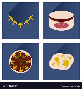 Flat icon collection with shadow food vector image