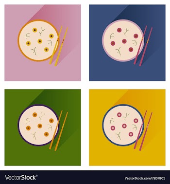 Flat icon collection with shadow miso soup sticks vector image