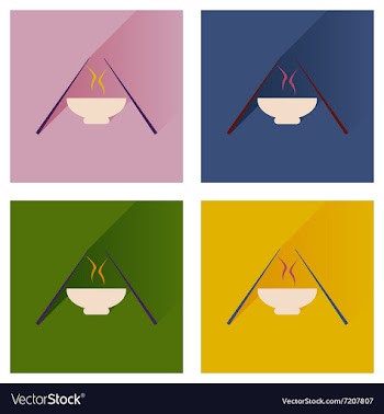 Flat icon collection with shadow miso soup sticks vector image
