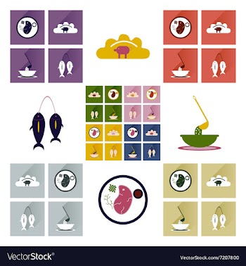 Flat icon collection with shadow Ukrainian cuisine vector image
