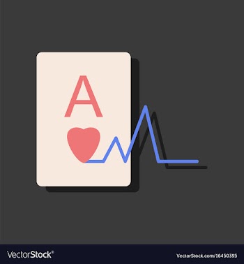 Flat icon design ace of hearts silhouette in vector image