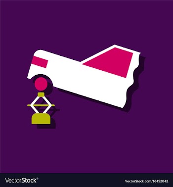 Flat icon design car crane in sticker style vector image