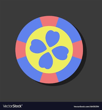Flat icon design casino chip in sticker style vector image