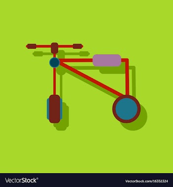 Flat icon design children bicycle in sticker style vector image