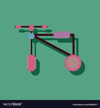Flat icon design children bicycle in sticker style vector image
