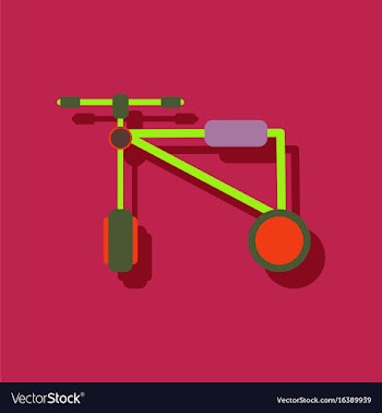 Flat icon design children bicycle in sticker style vector image