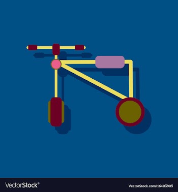 Flat icon design children bicycle in sticker style vector image