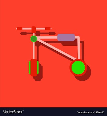 Flat icon design children bicycle in sticker style vector image