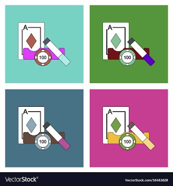 Flat icon design collection ace chip and cigar vector image