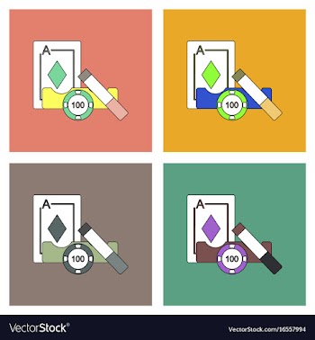 Flat icon design collection ace chip and cigar vector image