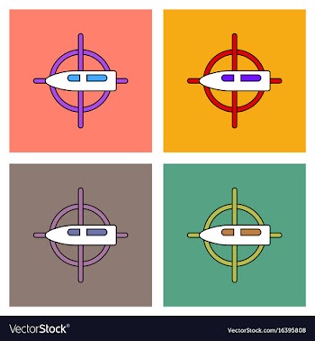 Flat icon design collection aim on bullet vector image