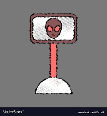 Flat icon design collection alien on the monitor vector image
