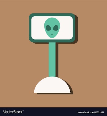 Flat icon design collection alien on the monitor vector image