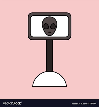 Flat icon design collection alien on the monitor vector image