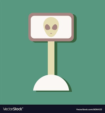 Flat icon design collection alien on the monitor vector image