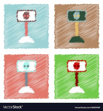 Flat icon design collection alien on the monitor vector image