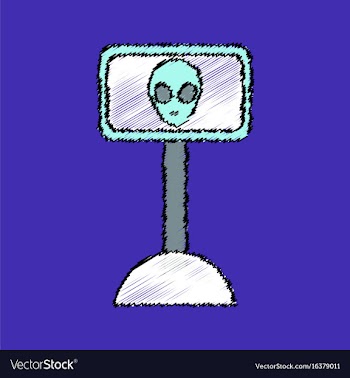 Flat icon design collection alien on the monitor vector image