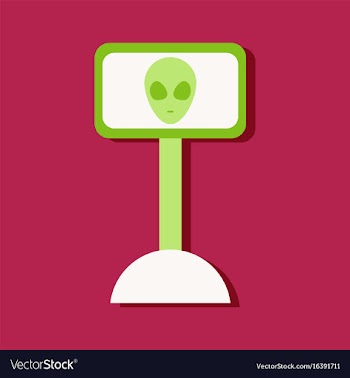 Flat icon design collection alien on the monitor vector image