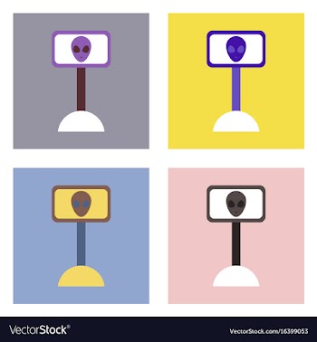 Flat icon design collection alien on the monitor vector image