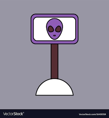 Flat icon design collection alien on the monitor vector image