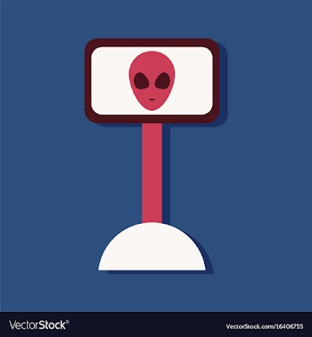 Flat icon design collection alien on the monitor vector image