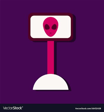 Flat icon design collection alien on the monitor vector image