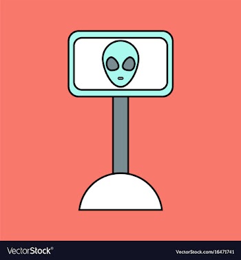Flat icon design collection alien on the monitor vector image