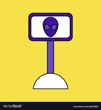 Flat icon design collection alien on the monitor vector image