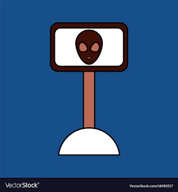 Flat icon design collection alien on the monitor vector image