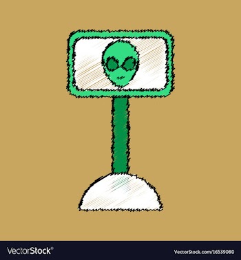 Flat icon design collection alien on the monitor vector image