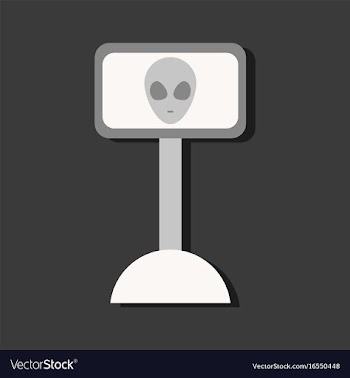 Flat icon design collection alien on the monitor vector image
