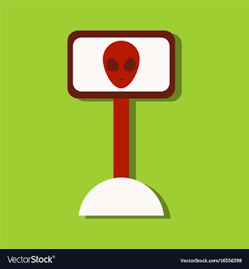 Flat icon design collection alien on the monitor vector image