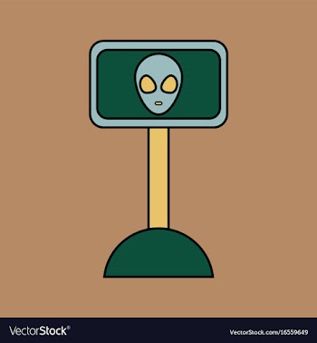 Flat icon design collection alien on the monitor vector image