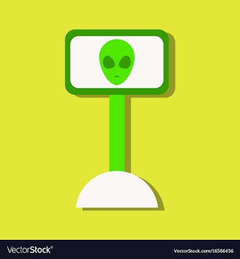 Flat icon design collection alien on the monitor vector image