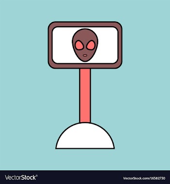 Flat icon design collection alien on the monitor vector image