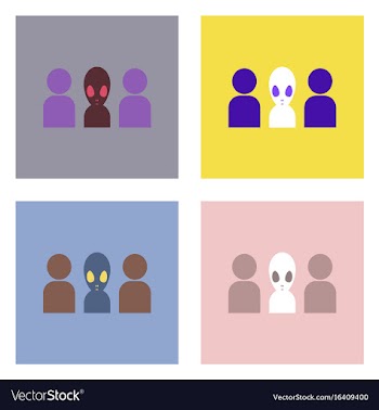 Flat icon design collection aliens silhouettes vector image
